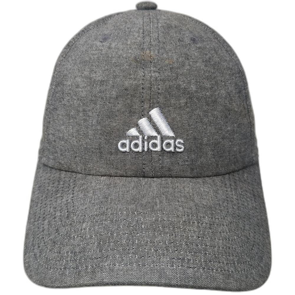 Adidas Baseball Cap Gray One Size Embroidered Logo Adjustable Cotton Curved Hat